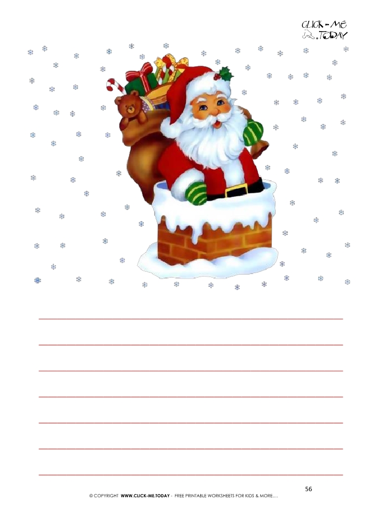 Printable Letter to Santa paper Santa chimney with lines 56